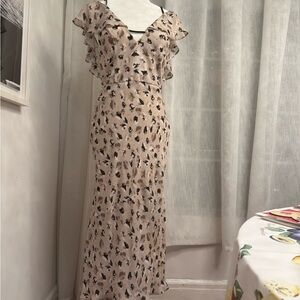 Flirty Romantic 30s Style ABS Ruffled Cold Shoulder Midi Dress